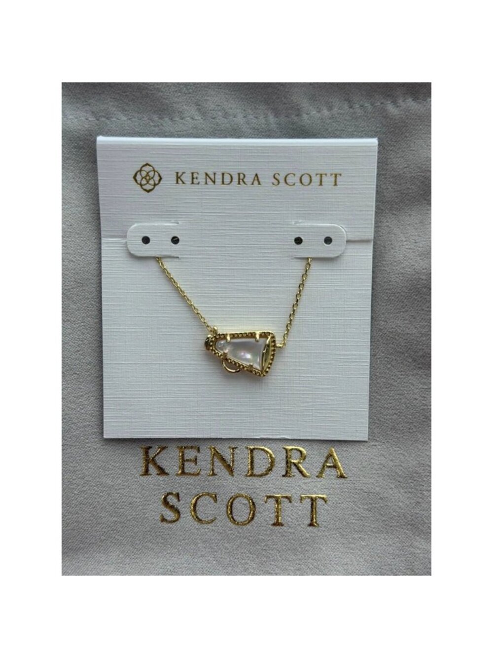 Kendra Scott white pendant gold necklace